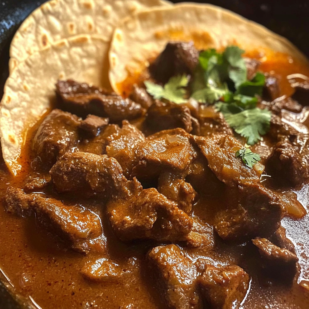 Classic Carne Guisada with Homemade Flour Tortillas