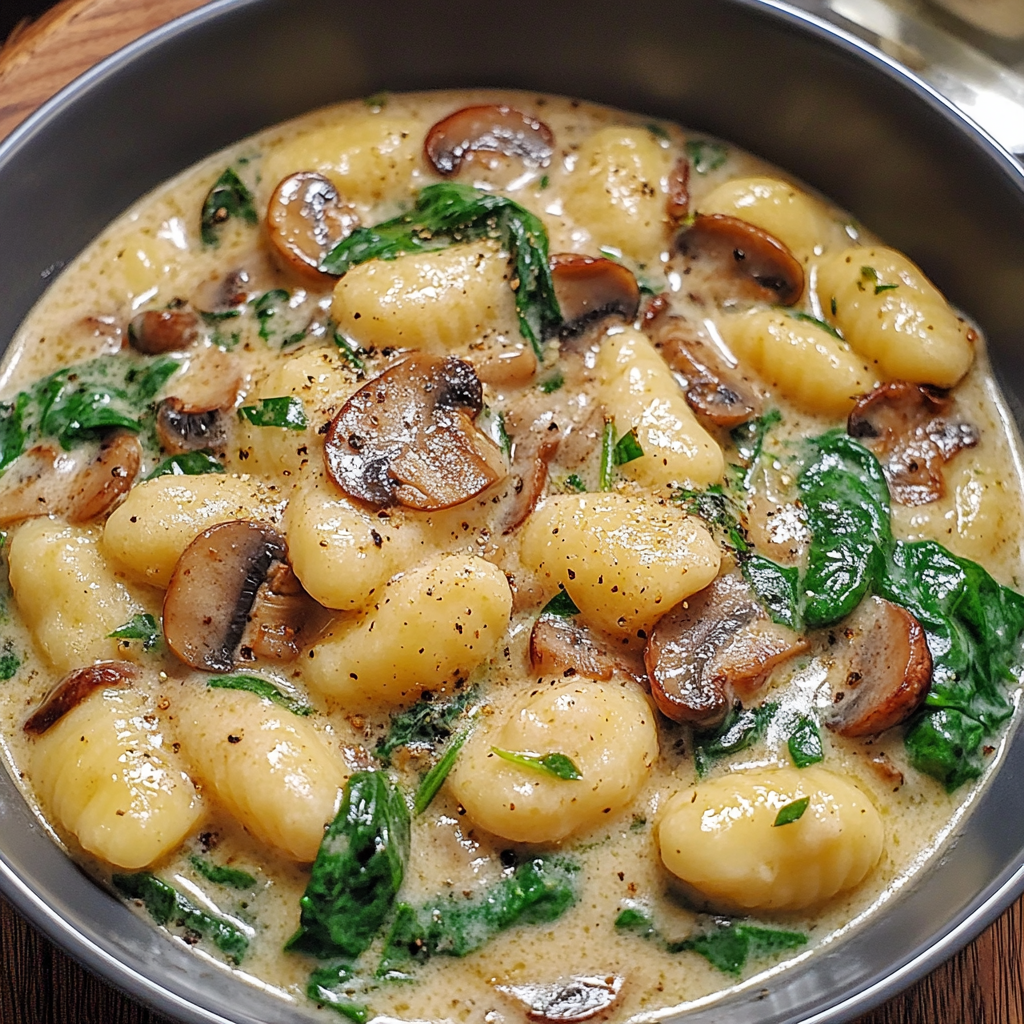 Creamy Spinach and Mushroom Gnocchi