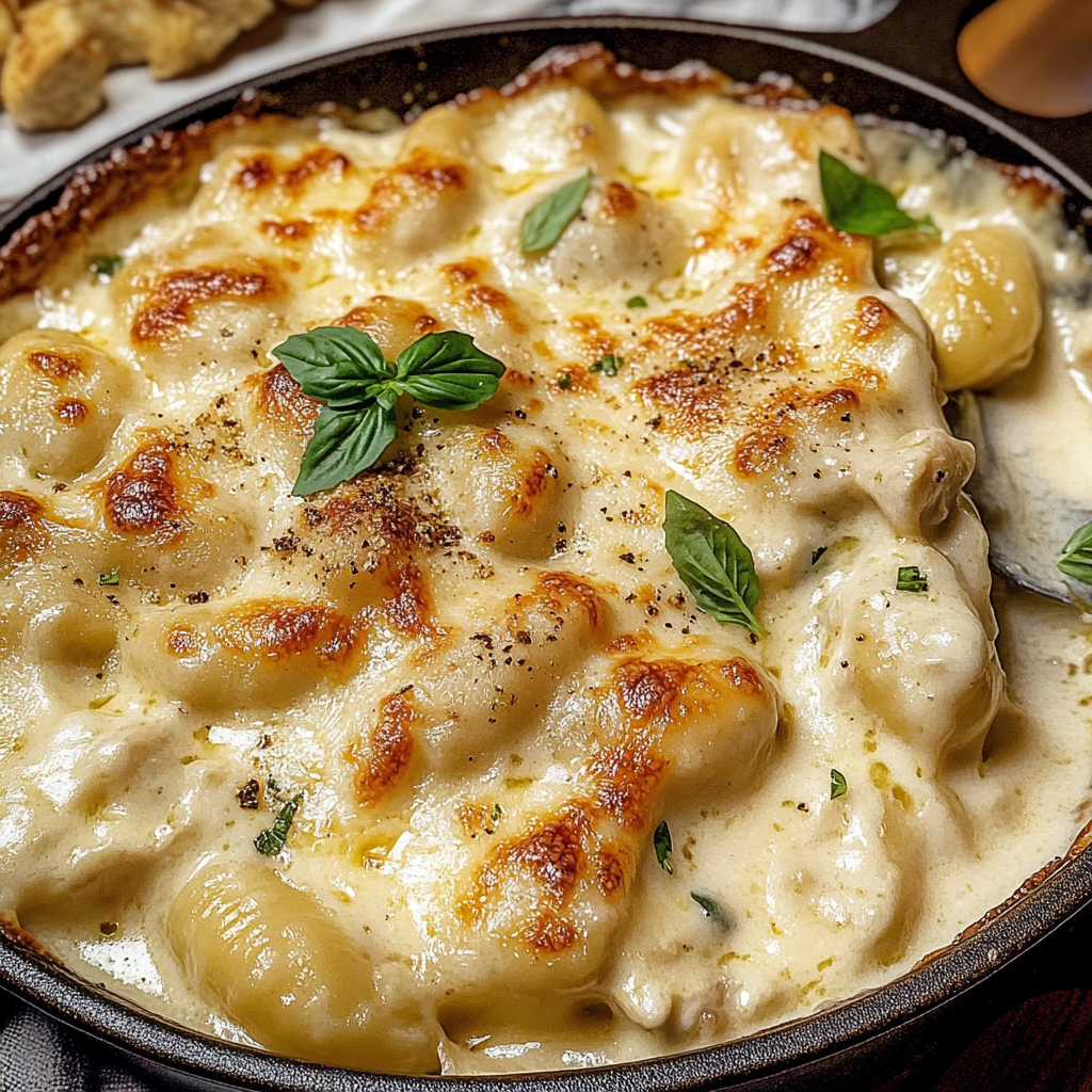 Creamy Chicken Alfredo Gnocchi Bake