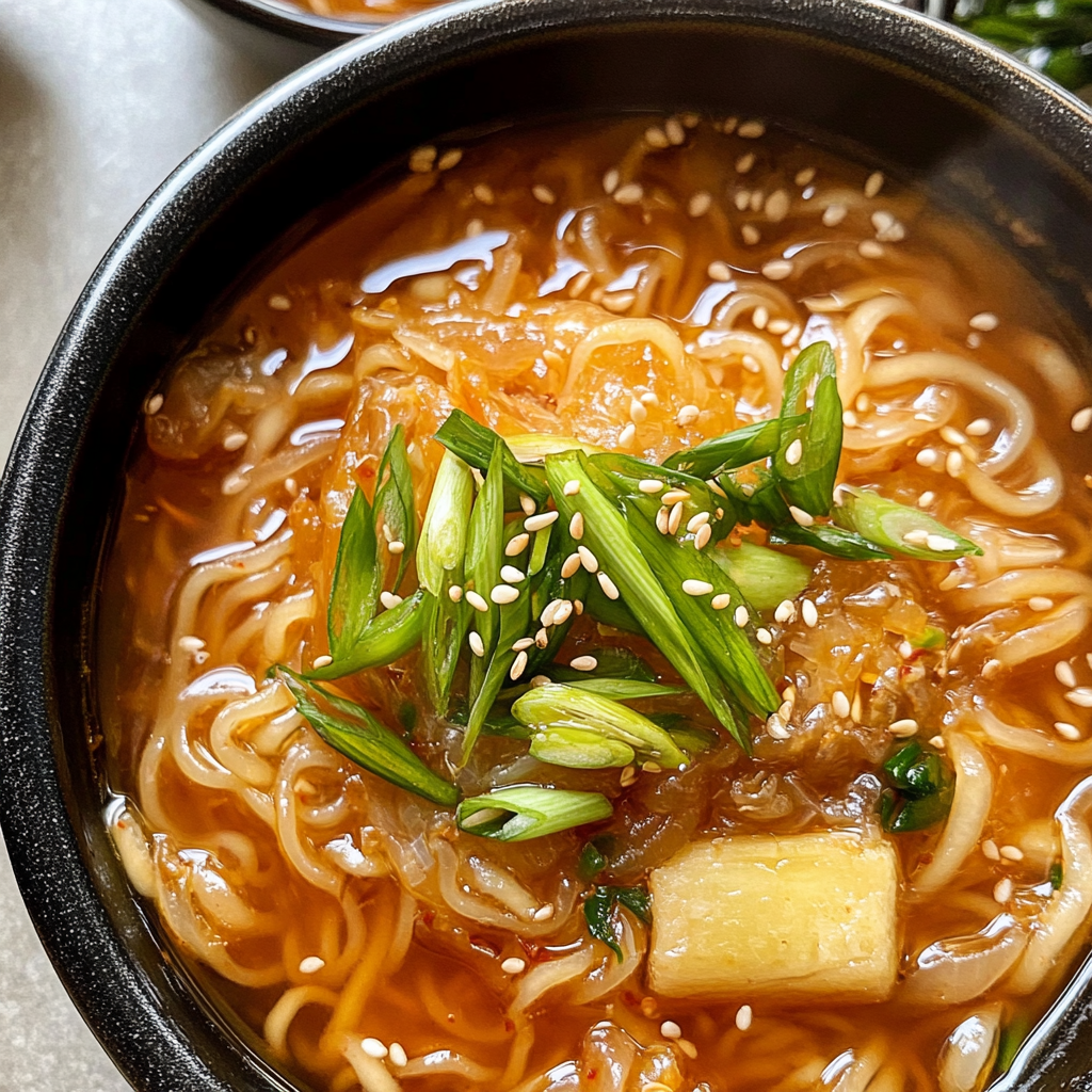 Spicy Kimchi Ramen Noodle Soup