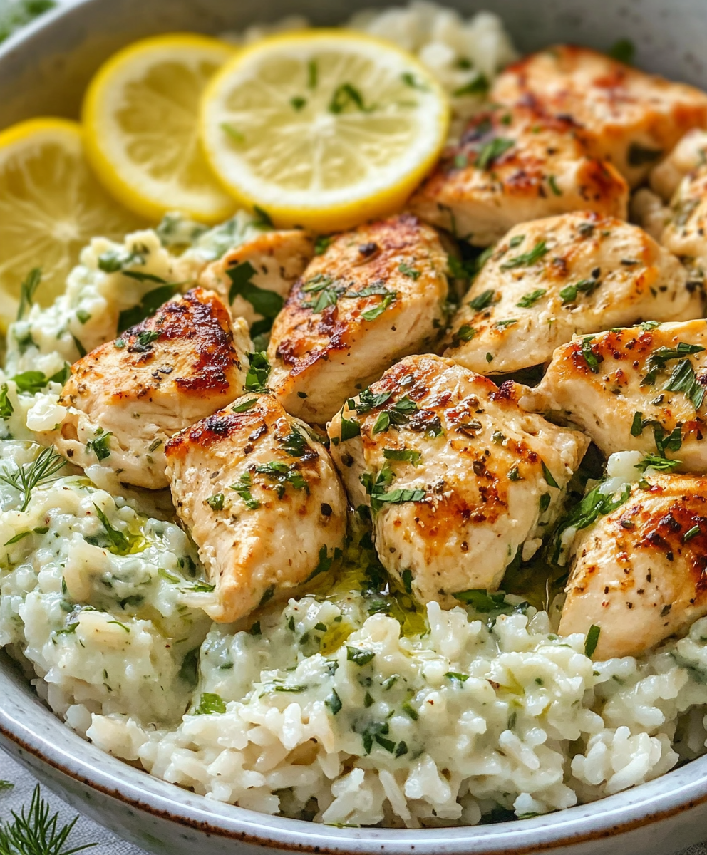 Dump-and-Bake Chicken Tzatziki with Rice