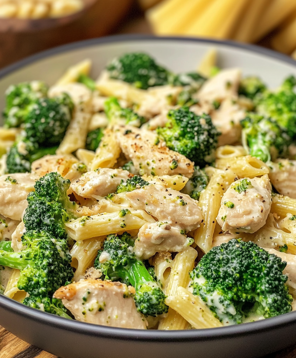 Creamy Garlic Chicken and Broccoli Pasta