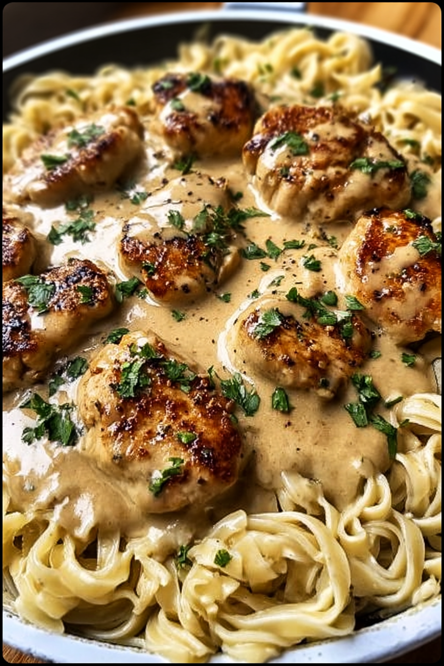 Creamy Garlic Butter Chicken Noodles