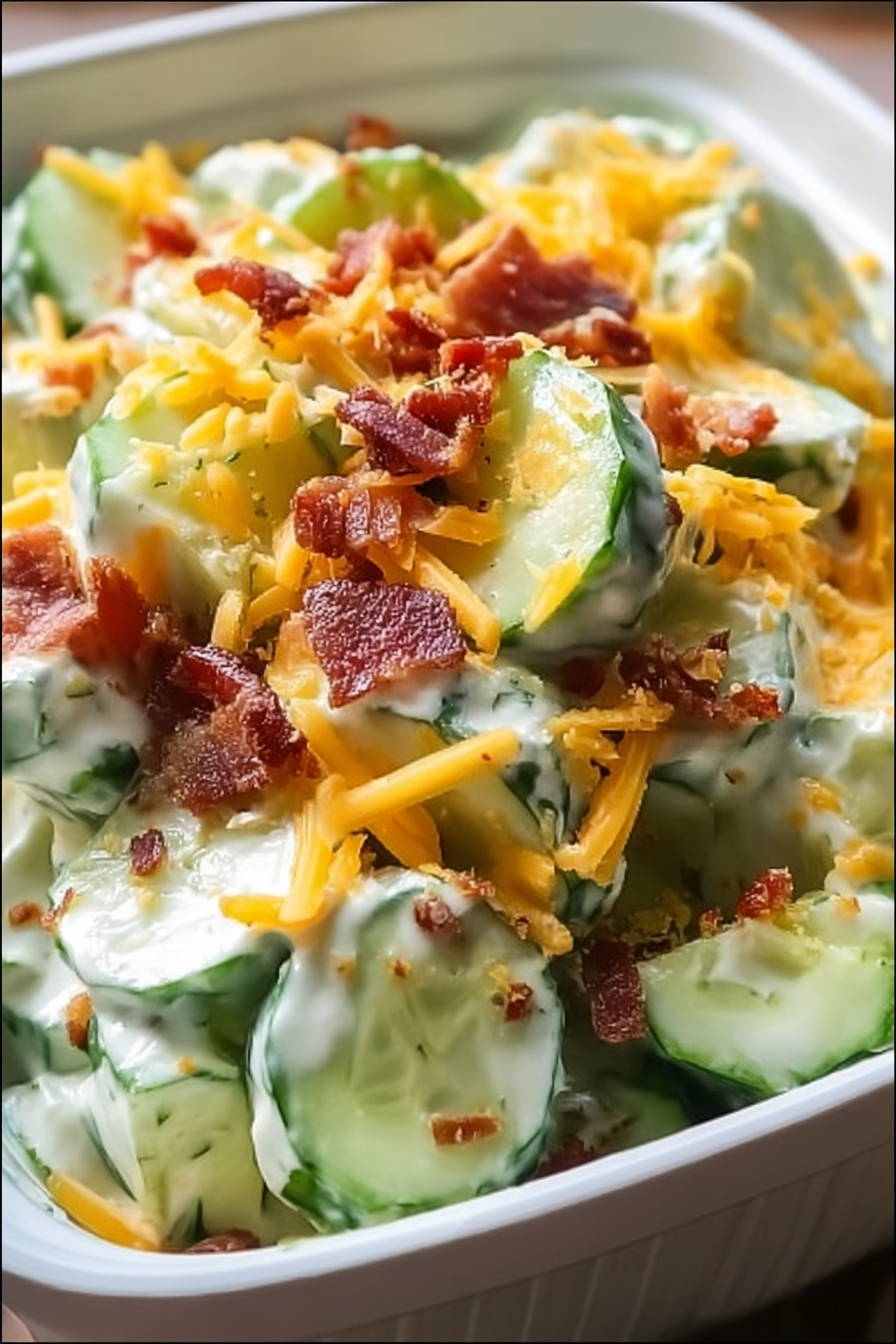 Creamy Cucumber Cheddar Bacon Snack Bowl