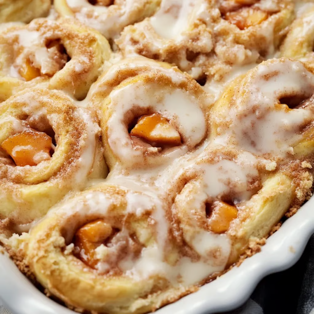 Peach Cobbler Cinnamon Rolls