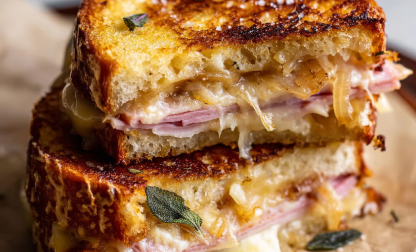 Gruyère, Caramelized Onion & Ham Melt with Sage
