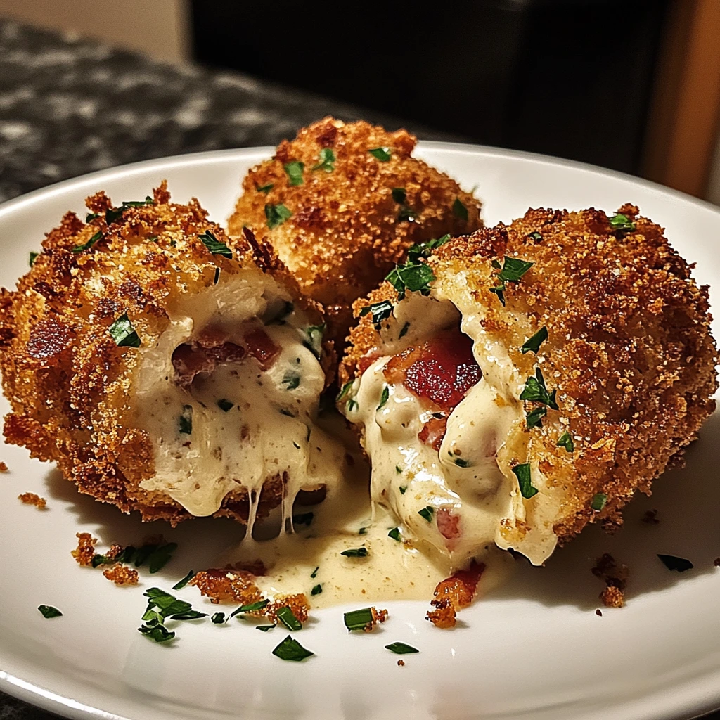 Deep-Fried Bacon Chicken Alfredo Wrath Bombs