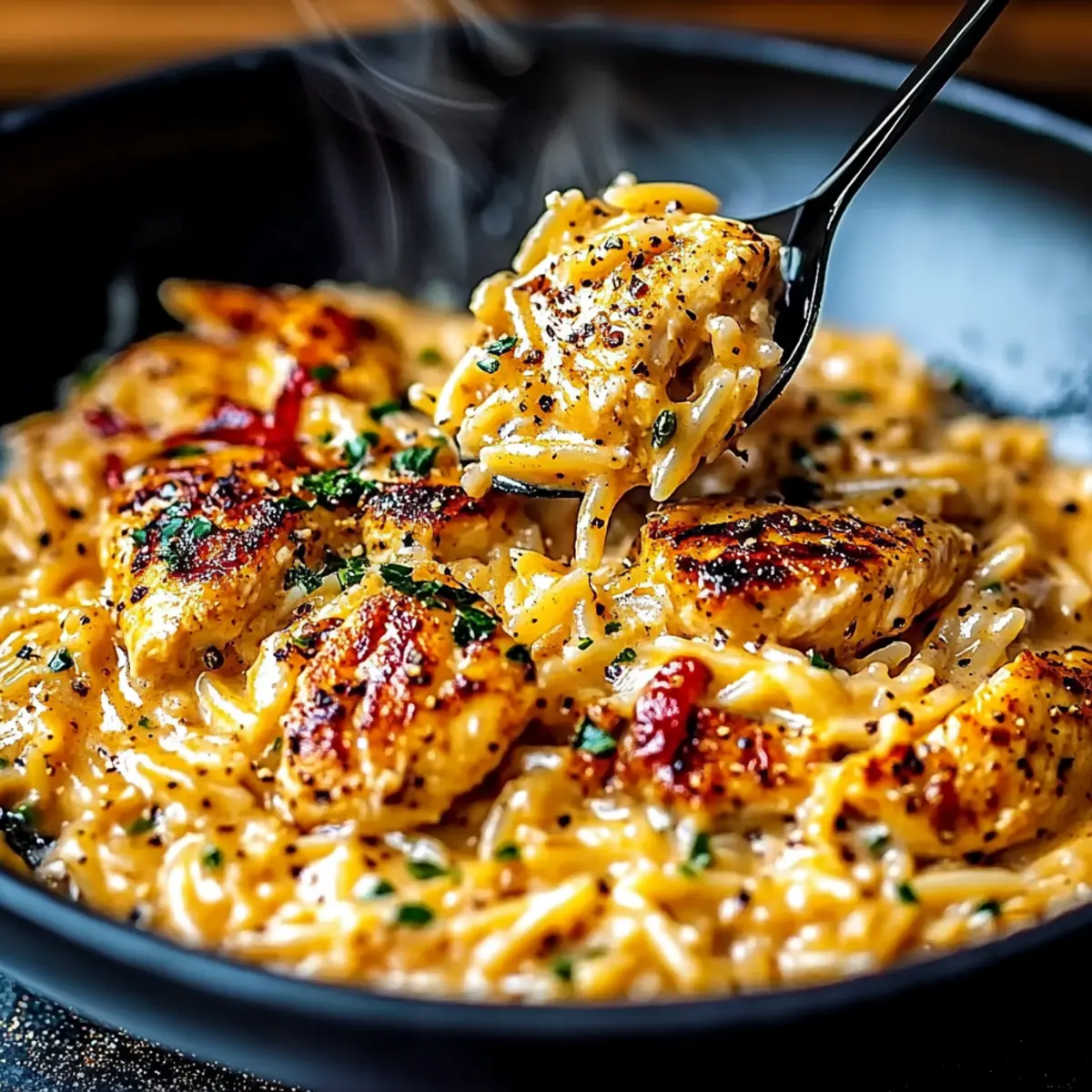 One-Pot Cajun Chicken Alfredo Orzo