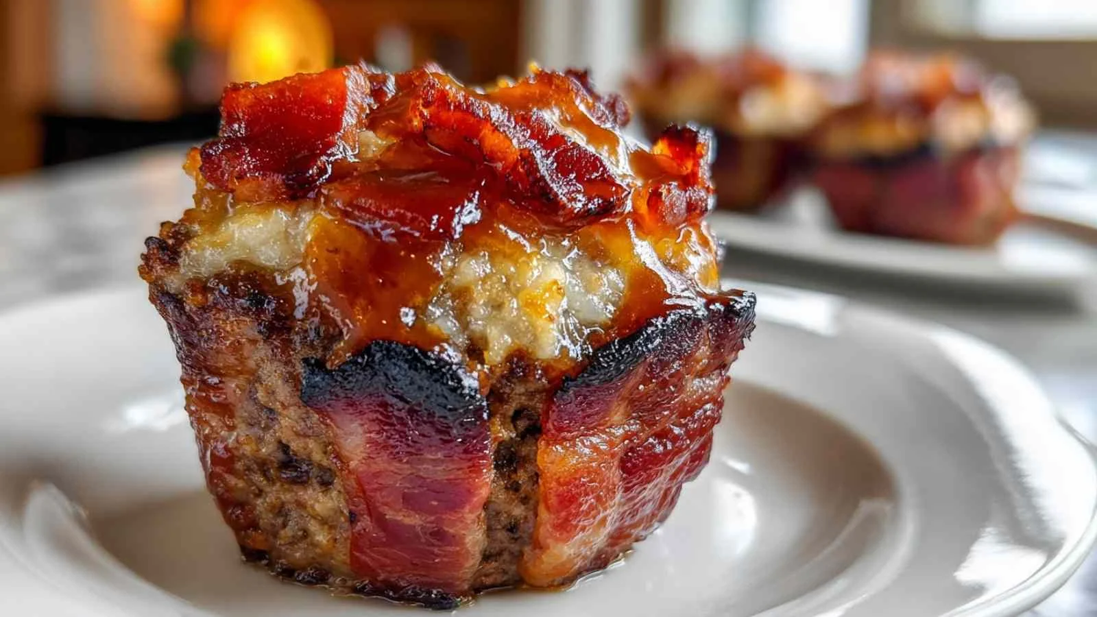 Smoky Bourbon BBQ Bacon Wrapped Meatloaf Cupcakes