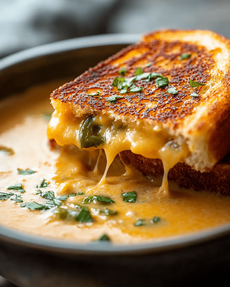Spicy Jalapeño Popper Soup with Grilled Cheese Dippers