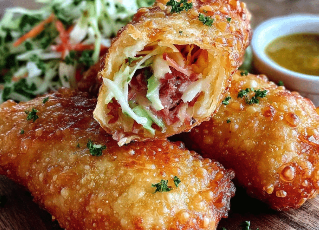 Crispy Irish Egg Rolls with Corned Beef and Cabbage