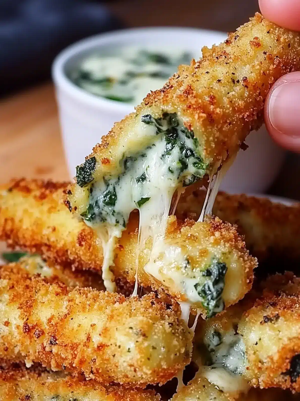 Spinach Dip Mozzarella Sticks