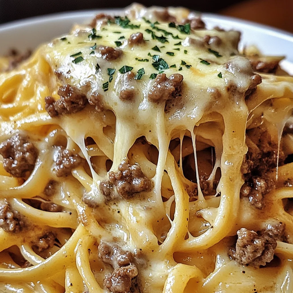 Creamy Beef Linguine with Cheesy Garlic Butter Alfredo