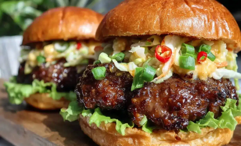 Korean BBQ Bulgogi Beef Burgers with Gochujang Mayo