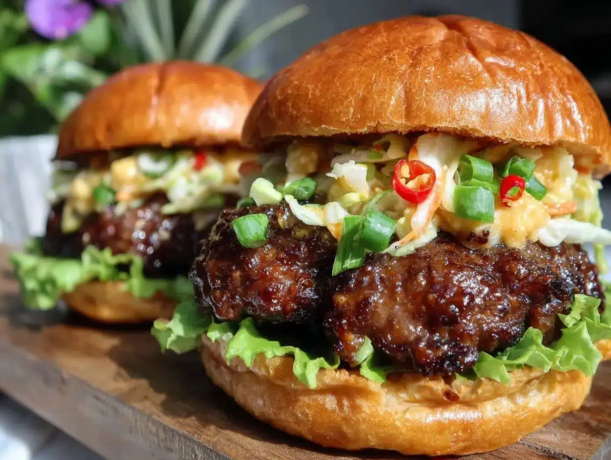 Korean BBQ Bulgogi Beef Burgers with Gochujang Mayo