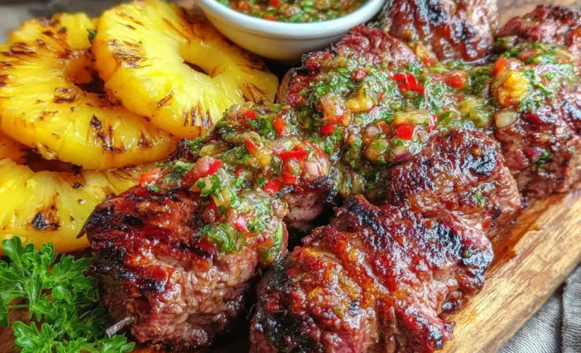Brazilian Churrasco Picanha Skewers with Chimichurri & Pineapple