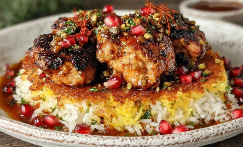 Persian Saffron Chicken with Crispy Tahdig Rice