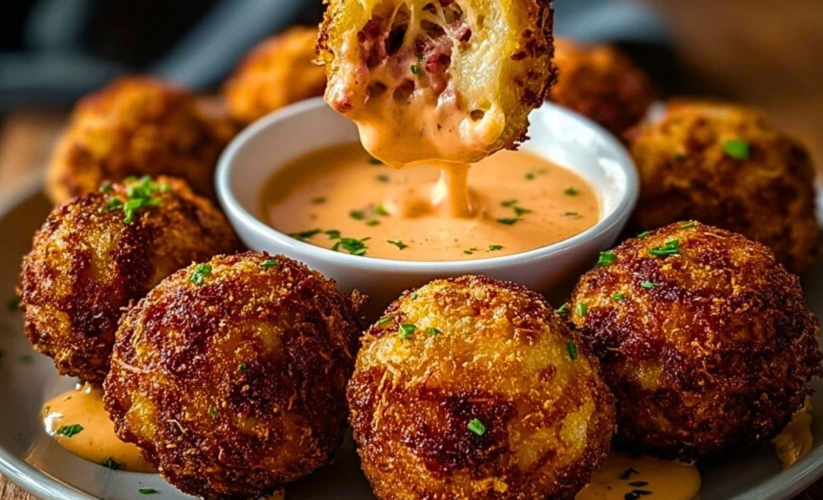 Reuben Balls with Spicy Thousand Island Dipping Sauce