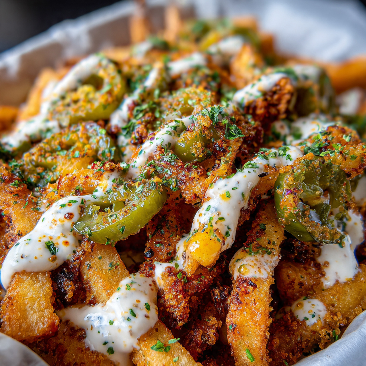 Crispy Jalapeño Louisiana Voodoo Fries with Pickle Ranch