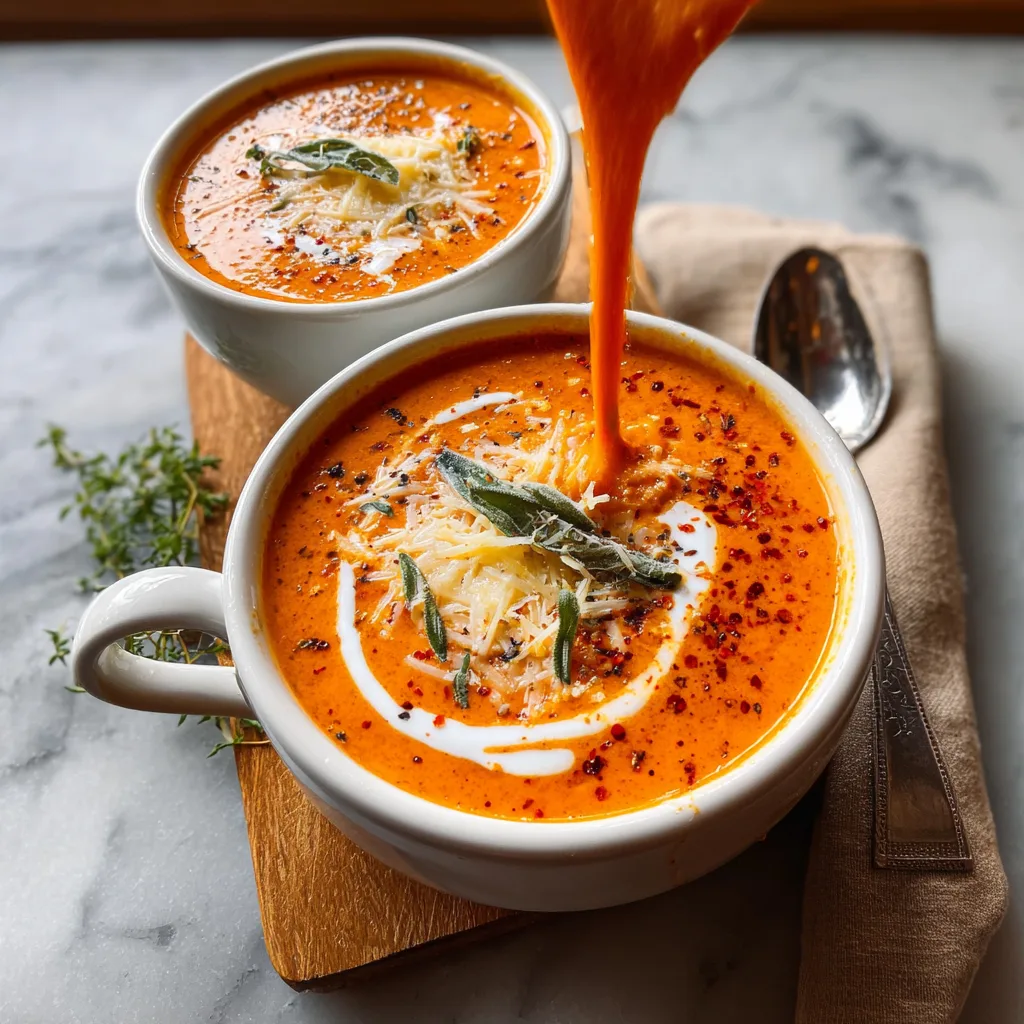 Creamy Roasted Red Pepper Gouda Soup